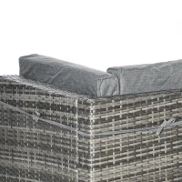 Outsunny 7pc Garden Wicker Sectional Set w/ Tea Table Patio Rattan Lounge Sofa Outdoor Deck Furniture Light Grey(m-11)