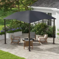 Outsunny 10' x 10' Soft Top Patio Gazebo Outdoor Canopy with Geometric Roof, All-weather Steel Frame, Gray(m-7)