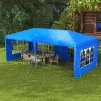 Outsunny 9.6' x 19' Large Party Tent, Outdoor Event Shelter, Gazebo Canopy with 4 Removable Window Sidewalls for Weddings, Picnics, Blue(m-2)