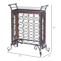 HOMCOM 25 Bottle Horizontal Free Standing Wine Rack Stand Wood and Metal - Black(m-3)