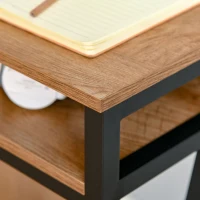 HOMCOM 47.25 Inches Home Office Computer Writing Desk, Corner Workstation, Laptop Table with Steel Leg, Drawer and Storage Shelf for Living Room, Bedroom, Study, Brown and Black(m-9)