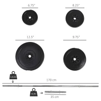 Soozier 145lbs Dumbbell & Barbell Adjustable Set Plate Bar Clamp Rod Home Gym Sports Area Exercise(m-3)