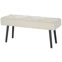 HOMCOM 39 Inches Upholstered Bedroom Bench, Modern End of Bed Bench with Steel Legs, Cream White(m-2)