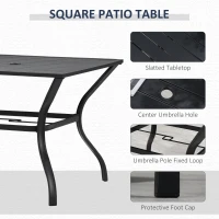 Outsunny 5-Piece Outdoor Patio Dining Set, 4 Swivel Rocker Chairs and 37" x 37" Dining Table Furniture Set with Umbrella Hole for Garden, Lawn and Backyard, Black (Umbrella not included)(m-4)