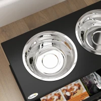 PawHut Elevated Dog Bowls with Storage Drawer, Raised Dog Bowl Stand Pet Food Bowl Dog Feeding Station, Black(m-7)