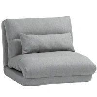 HOMCOM Floor Chair for Adults Floor Sofa Bed with 6-Position Adjustable Backrest Pillow for Reading Gaming Meditating Gray(m-1)