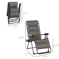 Outsunny Zero Gravity Lounge Chair Adjustable Rattan Wicker Lounger with Cup Holder, Phone Container, Headrest for Garden, Porch, Backyard, Pool(m-3)