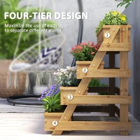 Outsunny 4 Tier Vertical Raised Garden Bed with Drainage Holes, Outdoor Planter Box for Herbs, Vegetables, and Flowers(m-4)
