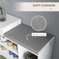 HOMCOM Upholstered Shoe Storage Bench, Hallway Shoe Storage with Seat, Drawer, 3 Open Shelves for Entryway, White(m-6)
