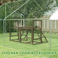 PawHut Chicken Activity Play Set with Multiple Chicken Perches, Swing, Ladder, Platform for 3-4 Chickens, Coffee(m-6)