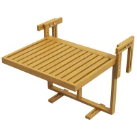 Outsunny Hanging Deck Table, Wood Frame, 26.75" x 25.5" x 16" -21.75", Natural(m-1)