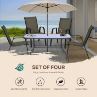 Outsunny Set of 4 Outdoor Dining Chairs, Heavy Duty Stackable Patio Dining Set with Armrests for Balcony Garden, Brown and Black(m-4)