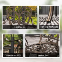 Outsunny 3 Pieces Cast Aluminum Bistro Set, Outdoor Patio Furniture Set with Umbrella Hole for Garden Balcony, Bronze(m-7)