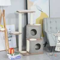 PawHut 44" H Feline Cat Tower Tree House with Sisal Scratching Posts, Soft Relaxing Cushions, & Many Perches/Condos(m-10)