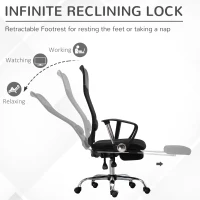Vinsetto Office Chair High Back Mesh Executive Computer Desk Napping Seat, Height Adjustable, Swivel with Footrest and Lumbar Support(m-6)