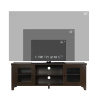 HOMCOM Modern TV Stand, Entertainment Center with Shelves and Cabinets for Flatscreen TVs up to 60" for Bedroom, Living Room, Coffee(m-4)
