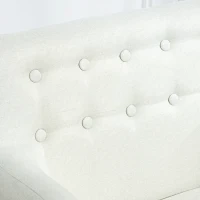 HOMCOM Linen Upholstery Armchair, Mid-Century Modern Accent Chair with Wood Frame and Thick Padding, Cream White(m-9)