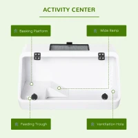PawHut Small Turtle Tank with Basking Platform, Reptile Aquarium Cage with Feeding Trough, Box Turtle Habitat and Hermit Crab Habitat, Clear Sunlight Window, Indoor and Outdoor(m-4)