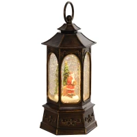 HOMCOM Musical Christmas Snow Globe Lantern, Battery Operated Lighted Snow Globe with Glitter for Holiday or Gift, Bronze(m-1)