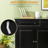 HOMCOM Modern Sideboard Cabinet, Buffet Cabinet with 2 Drawers and Adjustable Shelves, Buffets Tables for Dining Room, Black(m-6)