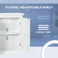 kleankin Over Toilet Storage Cabinet, Bathroom Wall Cabinet with Adjustable Shelf for Living Room and Entryway, White(m-5)