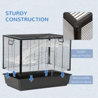 PawHut Hamster Cage, 3-tier Guinea Pig Cage, Pet Play House for Chinchillas with Food Dish Water Bottle, Ramps, Ledges, 31.5", Black(m-6)