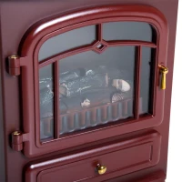 HOMCOM 16" Free Standing Electric Fireplace Portable Adjustable Stove with Heater Wood Burning Flame 750/1500W Red Brown(m-9)