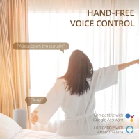 HOMCOM Automatic Smart Curtains System with Alexa, WiFi App, 180", White(m-6)