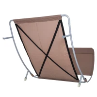 Outsunny 79" Outdoor Lounge Chair with Canopy, Double Chaise Lounger Hammock Bed w/ Pillow and Wheels, Brown(m-10)