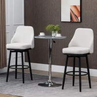 HOMCOM Extra Tall Bar Stools Set of 2, Modern 360° Swivel Barstools, Dining Room Chairs with Steel Legs Footrest, Cream White(m-12)
