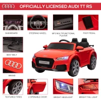 Aosom 6V Kids Electric Ride On Car, Licensed Audi TT RS with Suspension System and Remote Control, Horn, 5 Songs, Lights, MP3 Player, Red(m-4)