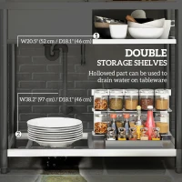 HOMCOM Stainless Steel Outdoor Utility Sink with Cold and Hot Water Pipe and Double Storage Shelves for Laundry Garage(m-5)