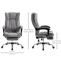 Vinsetto Microfiber Computer Chair, Executive Office Chair with Reclining Backrest Retractable Footrest Adjustable Height Grey(m-3)