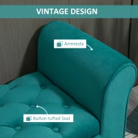 HOMCOM Button-Tufted Storage Ottoman Bench, Upholstered Bench with Rolled Armrests for Living Room or Hallway, Green(m-6)