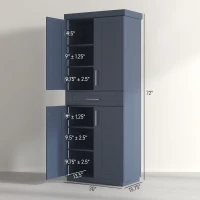 HOMCOM Modern Kitchen Pantry Freestanding Cabinet Cupboard with Doors and Drawer, Adjustable Shelving, Navy Blue(m-3)