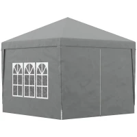 Outsunny 10'x10' Outdoor Pop Up Party Tent Wedding Gazebo Canopy with Carrying Bag (Light Grey)(m-2)