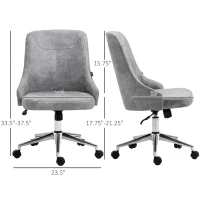Vinsetto Armless Task Chair, Mid-back Desk Chair, Microfiber Home Office Chair with Adjustable Height, Tilt, Swivel Function, Vanity Chair with Wheels, Light Grey(m-3)
