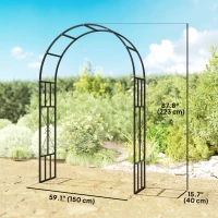 Outsunny 7.3ft Steel Garden Arch Trellis, Garden Arbor Trellis for Climbing Plants Roses Wisteria Vines, Flower Arch Wedding Arch Stand for Bridal Party Ceremony Decoration, Black(m-3)