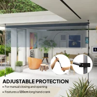 Outsunny 13' x 10' Manual Retractable Patio Awning, Outdoor Privacy Screen with UPF30+ & Water-Resistant Fabric, Dark Grey(m-5)