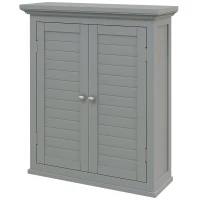 kleankin Over Toilet Storage Cabinet, Bathroom Wall Cabinet with Adjustable Shelf for Living Room and Entryway, Grey(m-2)