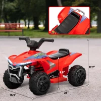 Qaba Kids ATV Quad, 6V Ride On Toy with Rechargeable Battery, Light, Music, Forward & Reverse for Toddlers, Red(m-3)