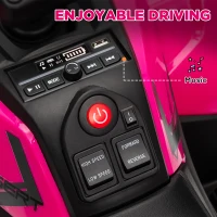 Qaba 12V Kids ATV, 4 Wheeler Quad w/ 4 Spring Suspension Wheels, LED Lights, Music USB, Pink(m-7)