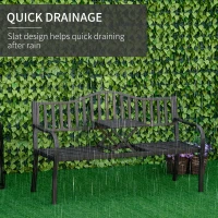 Outsunny Metal Outdoor Bench with Liftable Middle Table, Patio Loveseat, Garden Bench for Lawn, Porch, Seats 2–3 People, Black(m-6)