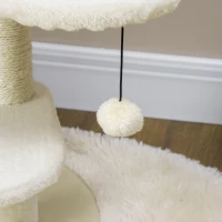 PawHut 37" Cat Tree for Indoor Cats, Cat Tower, Kitty Activity Center with Cat Bed Condo Hanging Ball Toys Sisal Rope Scratching Post, Light Grey(m-10)
