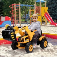 Aosom 6V Kids Electric Ride On Excavator,  Digger Tractor Toddler Construction Vehicle Moving Forward Backward(m-2)