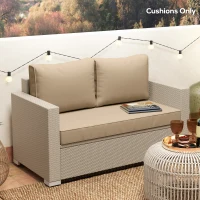 Outsunny 2 Seat Patio Furniture Cushions, 46x26x5 in, Thick Outdoor Loveseat Cushion Set with Removable Cover, Fade-Resistant Replacement Cushions for Outdoor Furniture, Couch, Bench, Swing, Beige(m-8)