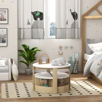 Qaba 5 Piece Kids Table and Chair Set with Storage for Kids Room, White(m-8)