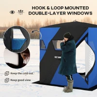 Outsunny 3-4 Person Insulated Ice Fishing Shelter, Pop up Ice Fishing Tent with Windows, Vents and Carry Bag, for Low-Temp -22℉(m-7)