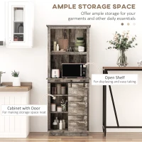 HOMCOM Freestanding Rustic Kitchen Buffet with Hutch, Pantry Storage Cabinet with Sliding Barn Door, Adjustable Shelf, Vintage Wood(m-4)