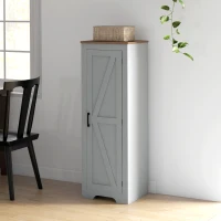 HOMCOM Farmhouse Accent Cabinet with Adjustable Shelf Barn Door Storage Cabinet for Living Room Floor Pantry Cabinet Grey(m-8)